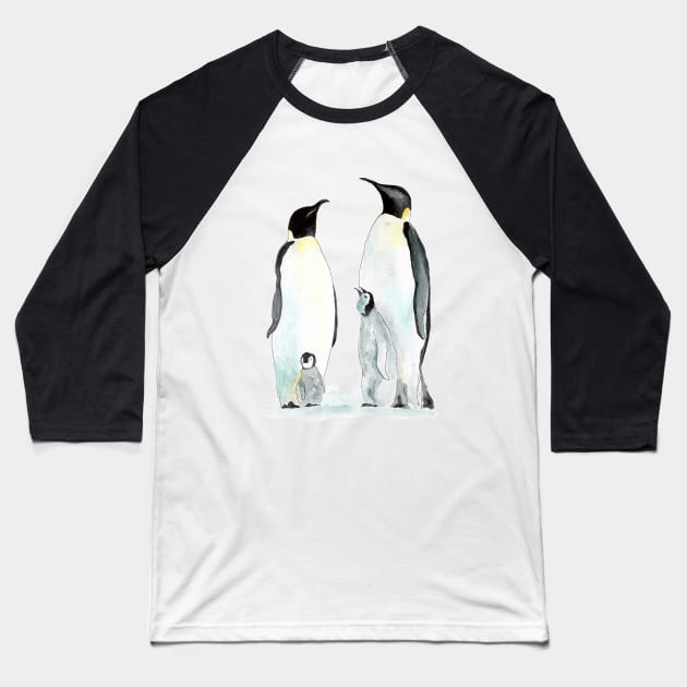 Penguin family two children Baseball T-Shirt by Elena Ehrenberg